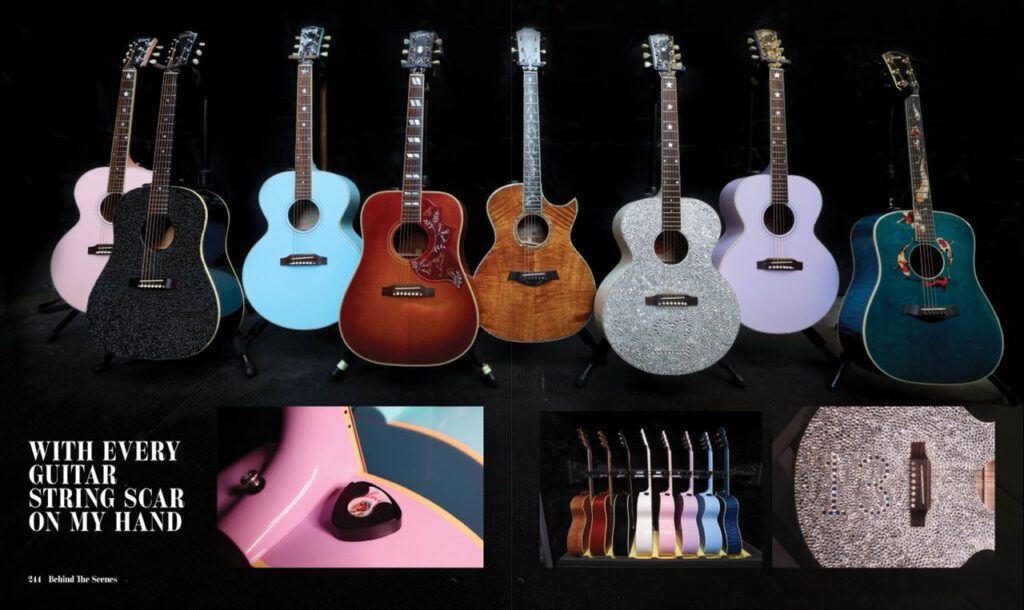 Taylor Swift’s guitars, as seen in “Taylor Swift | The Eras Tour Book”
TAS Rights Management